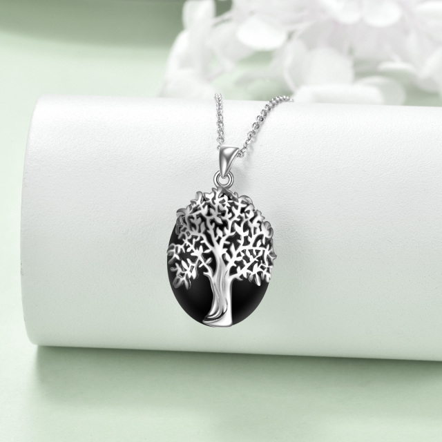 Collier en argent sterling avec pendentif ovale en cristal de l'arbre de vie-3