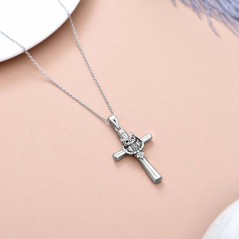 Collier en argent Sterling Owl & Cross Urn-4