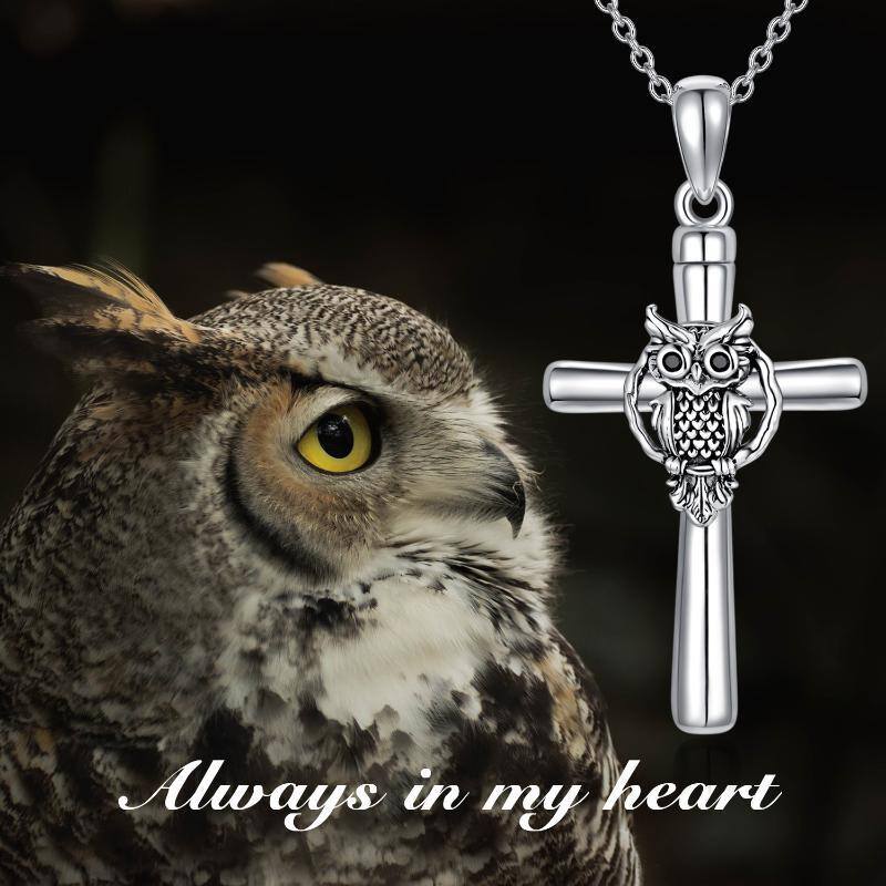 Collier en argent Sterling Owl & Cross Urn-6