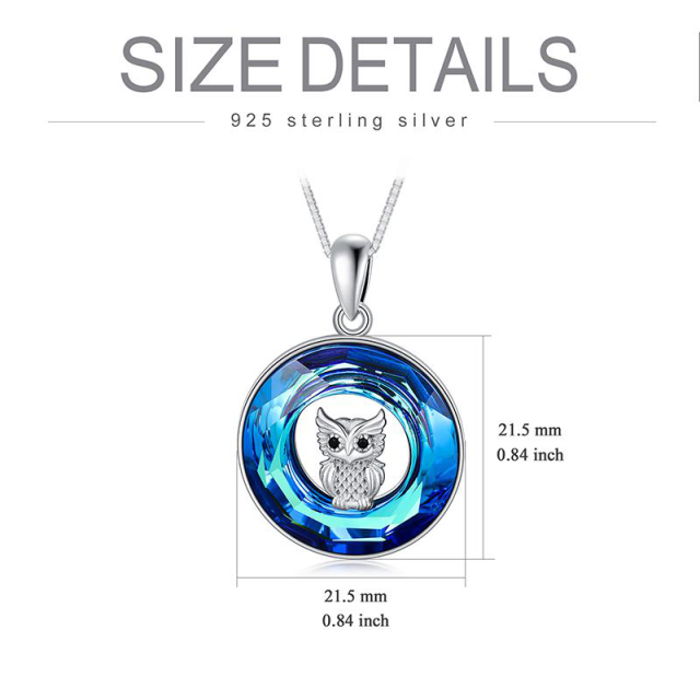 Sterling Silver Owl Crystal Pendant Necklace-6