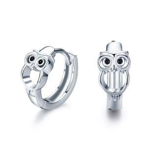 Sterling Silver Owl Hoop Earrings-37