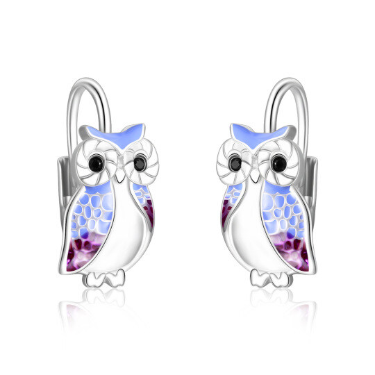 Sterling Silver Owl Lever-back Earrings