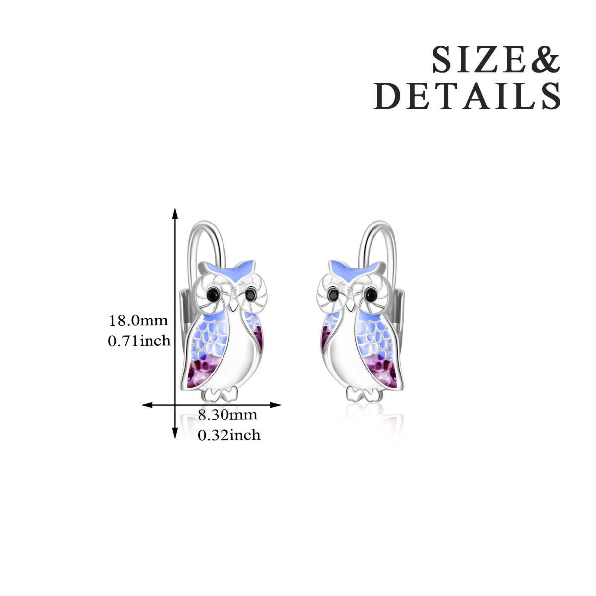 Sterling Silver Owl Lever-back Earrings-5