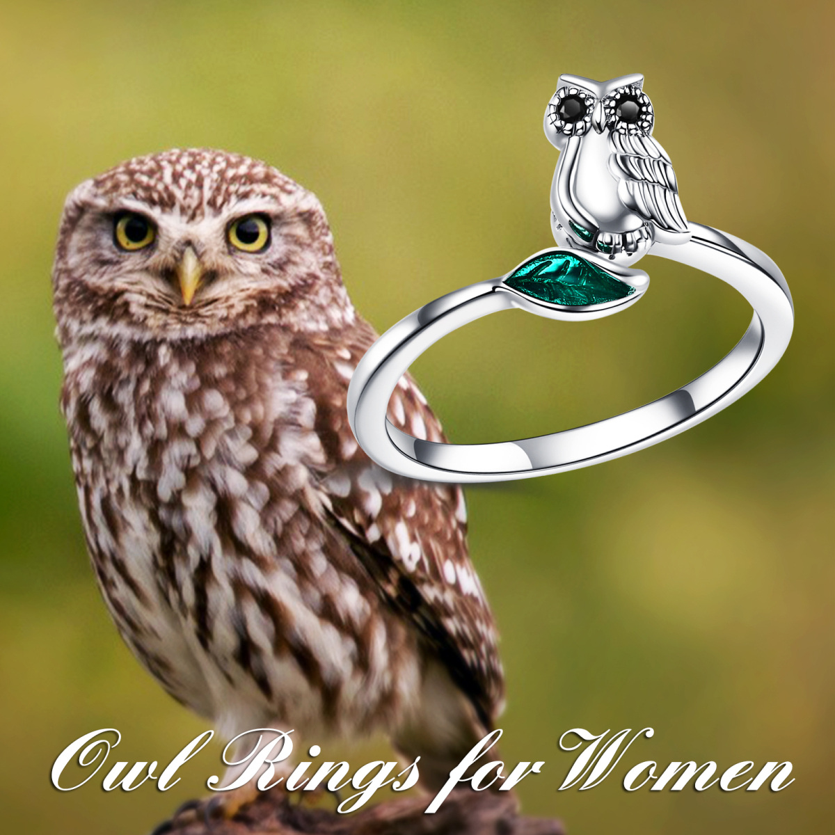 Bague hibou en argent sterling-6