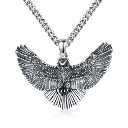 Sterling Silver Owl Pendant Necklace for Men