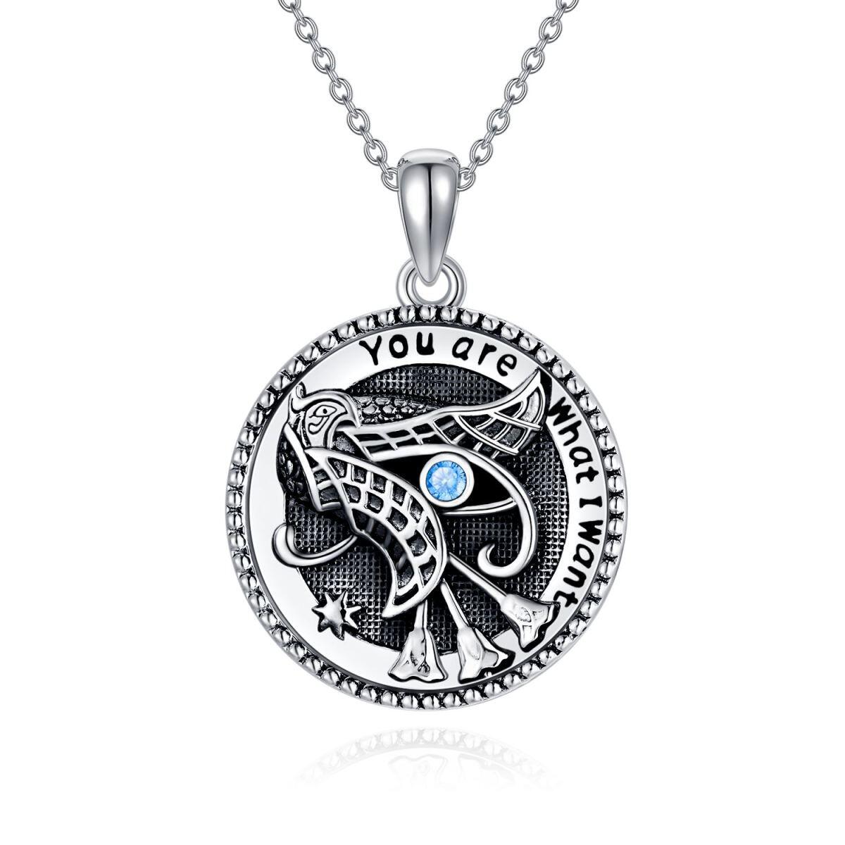 Collier en argent sterling avec pendentif hibou en zircon cubique et mot gravé-1