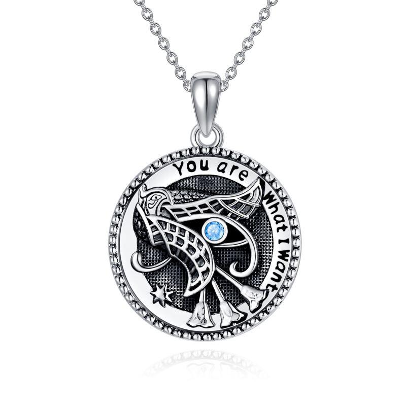 Sterling Silver Cubic Zirconia Owl Pendant Necklace with Engraved Word-19