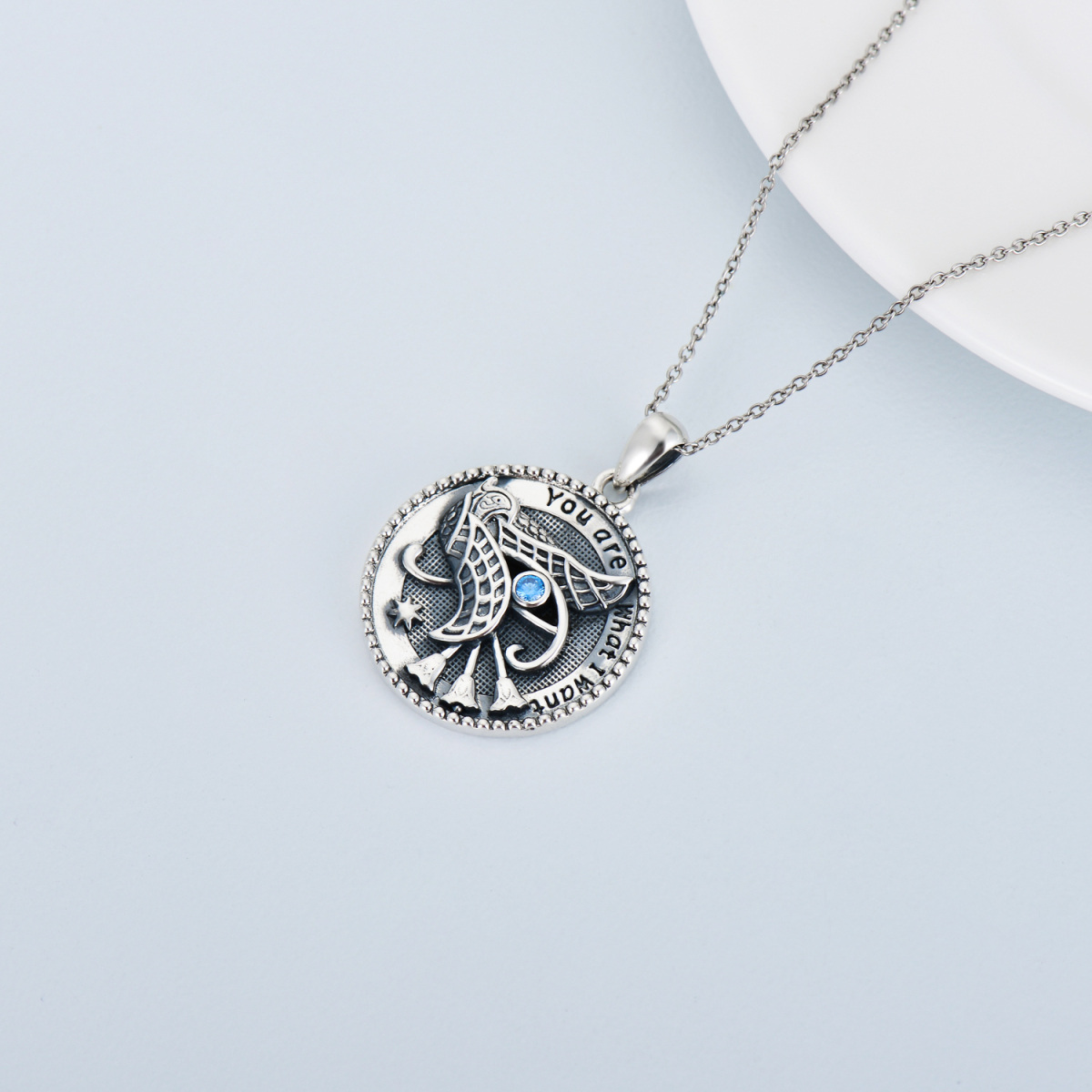 Collier en argent sterling avec pendentif hibou en zircon cubique et mot gravé-3