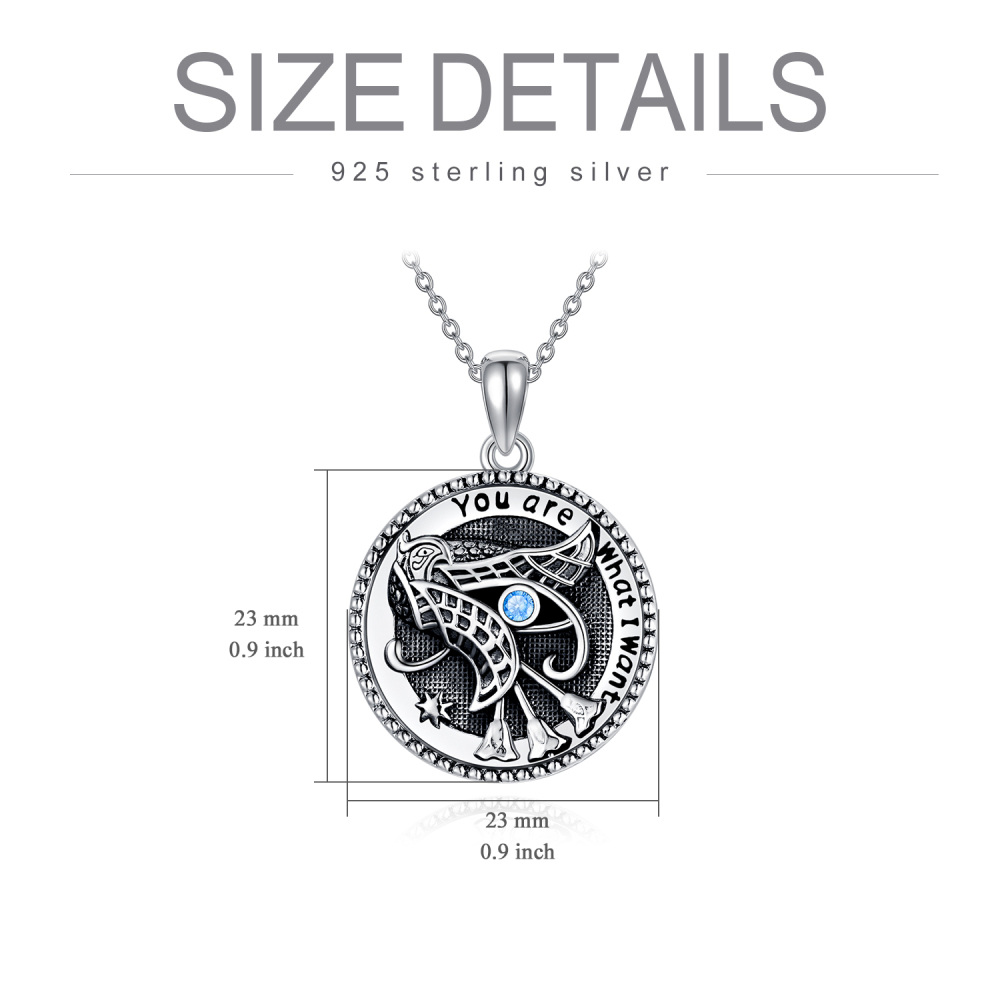 Collar de plata de ley con colgante de búho de circonita cúbica y palabra grabada-6