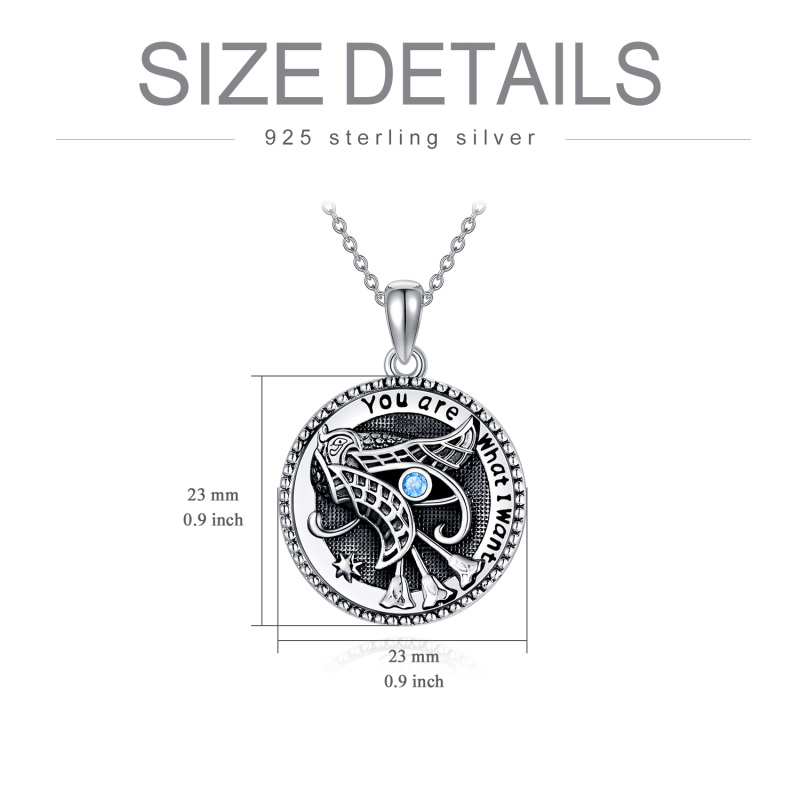Sterling Silver Cubic Zirconia Owl Pendant Necklace with Engraved Word-6