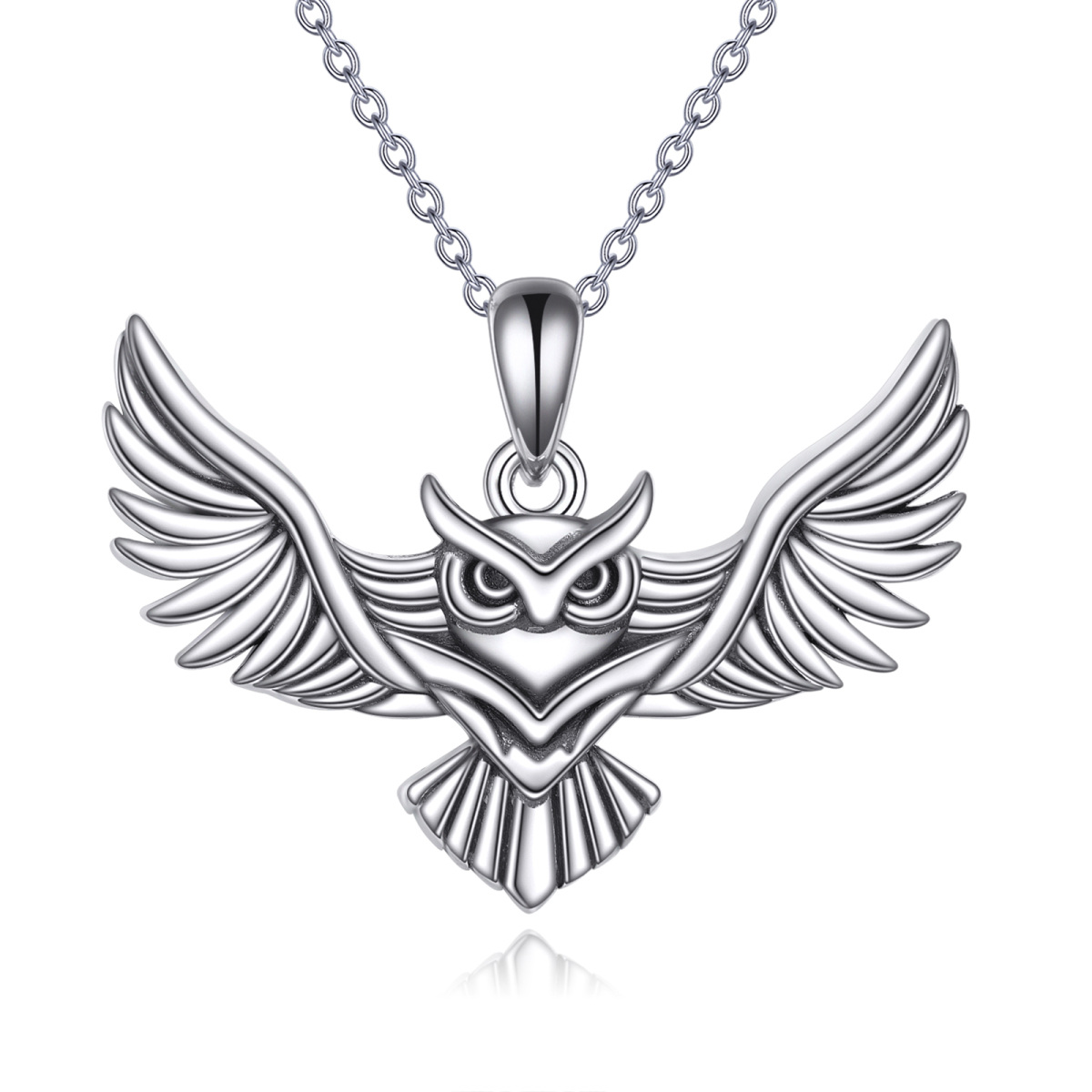 Collier avec pendentif hibou en argent sterling-1