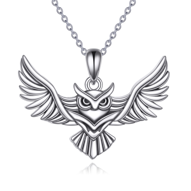 Sterling Silver Owl Pendant Necklace-1