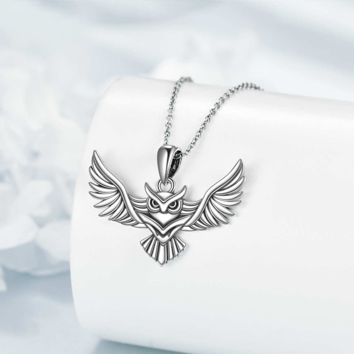 Collier avec pendentif hibou en argent sterling-4