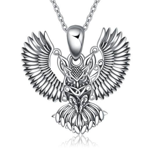 Collana con ciondolo a forma di gufo in argento sterling