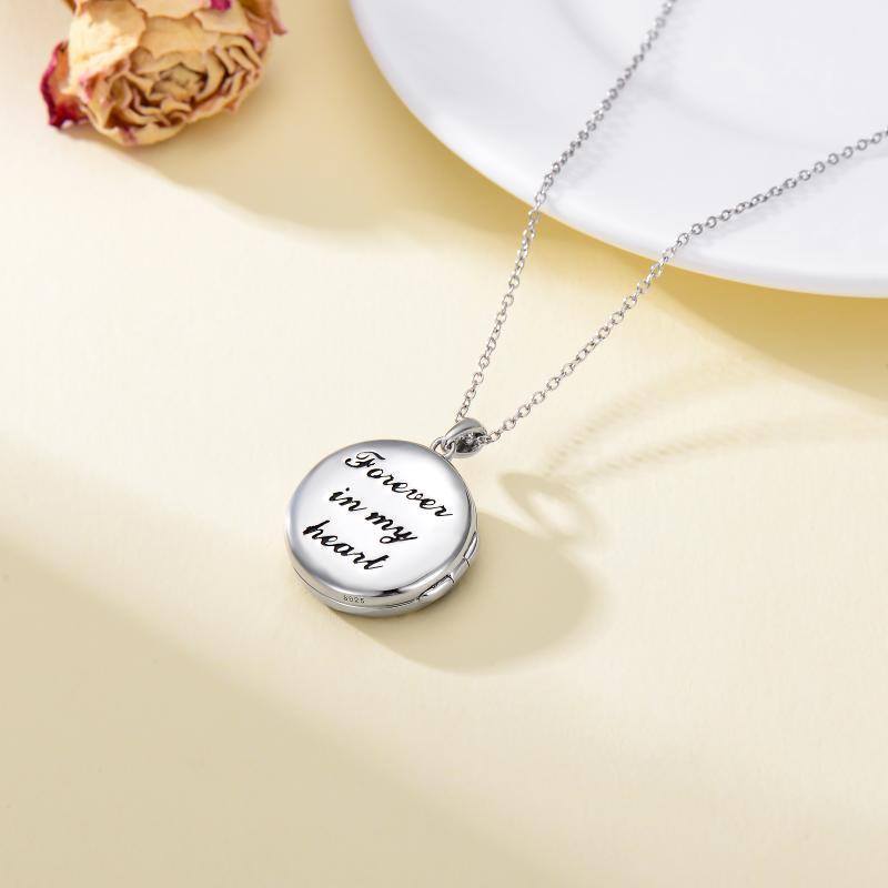 Coruja de prata esterlina e colar com medalhão com foto personalizada para melhor amigo masculino-4