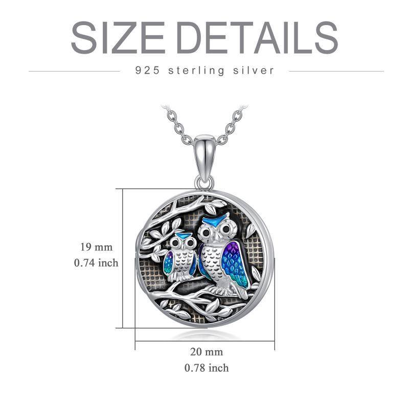 Coruja de prata esterlina e colar com medalhão com foto personalizada para melhor amigo masculino-6