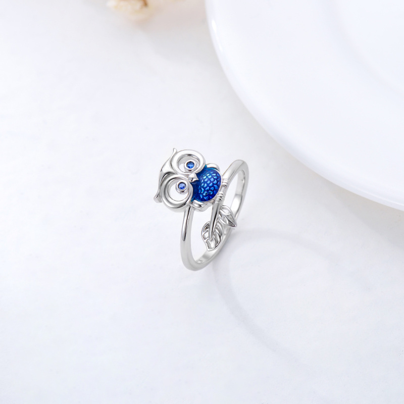 Sterling Silver Cubic Zirconia Owl Ring-4