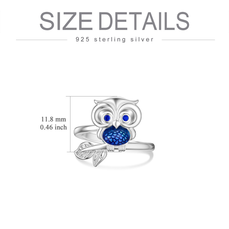Sterling Silver Cubic Zirconia Owl Ring-5