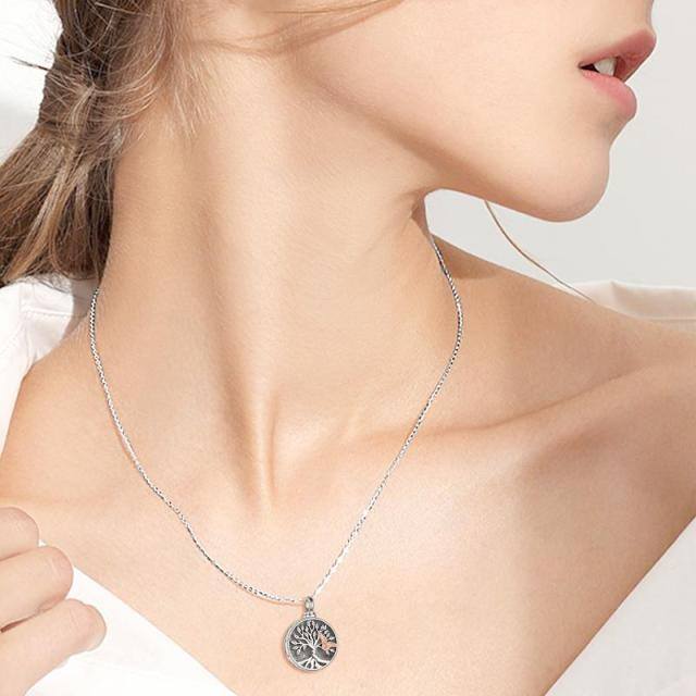 Collana con urna in argento sterling con gufo e albero della vita per le ceneri-2