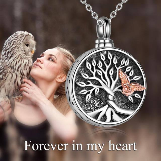 Collier Urne Arbre de Vie Hibou en Argent Sterling pour Cendres-6