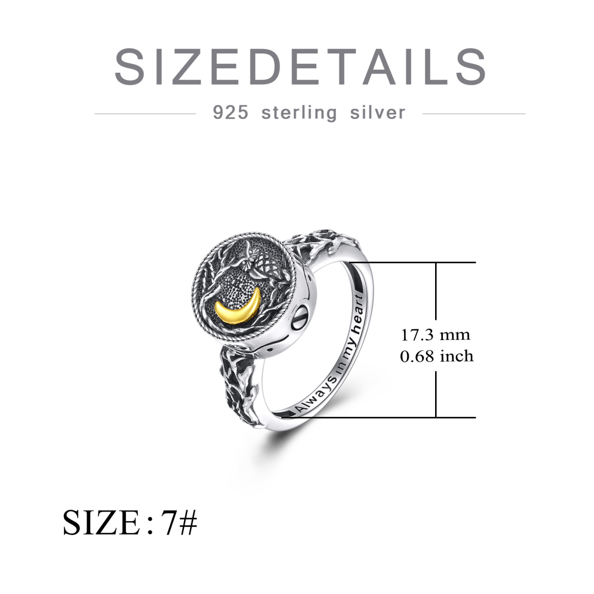 Sterling Silber Eule Urne Ring-5