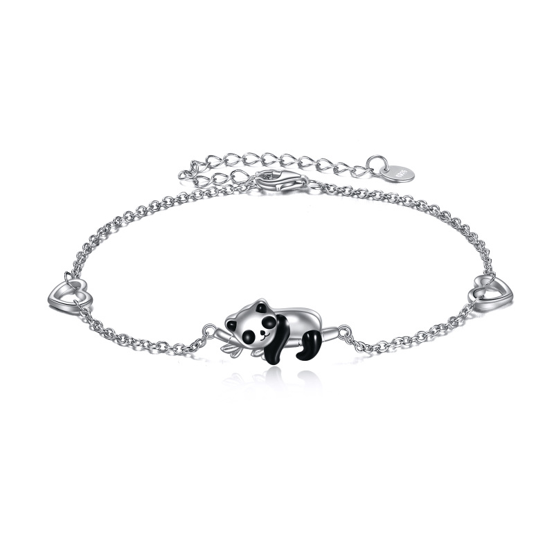 Bracelet pendentif coeur en bambou panda en argent sterling-19