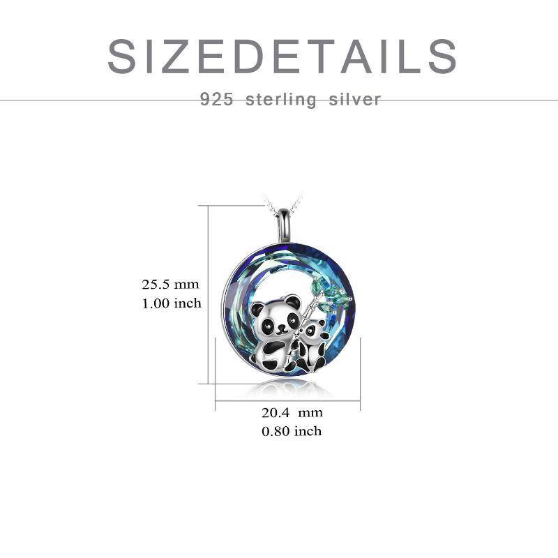 Sterling Silver Panda Crystal Pendant Necklace-5