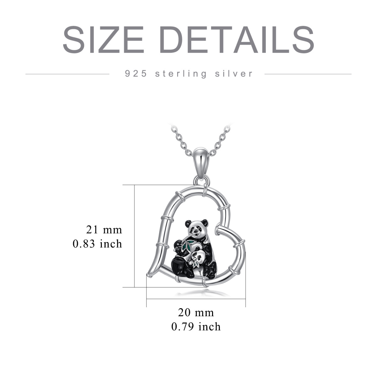 Sterling Silver Panda & Heart Pendant Necklace-5