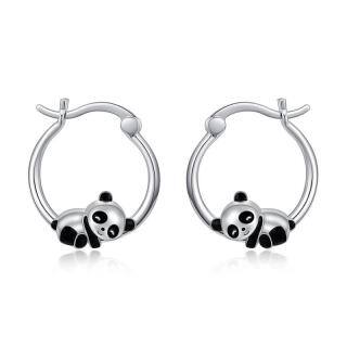 Sterling Silver Panda Hoop Earrings-53