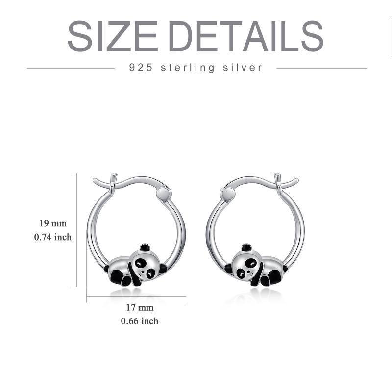 Pendientes de aro Panda de plata de ley-5