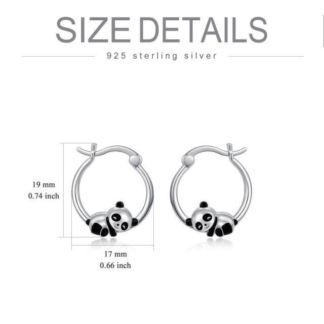 Sterling Silver Panda Hoop Earrings-5