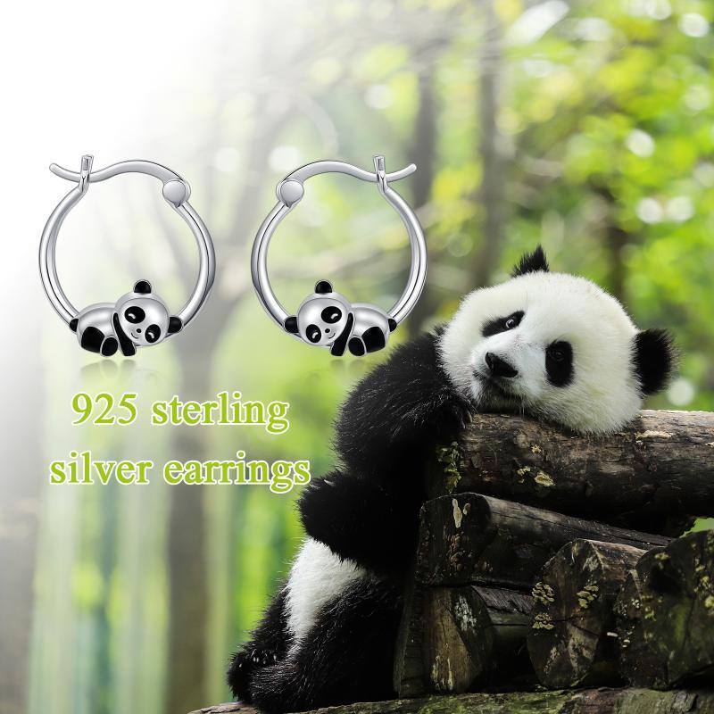 Boucles d'oreilles Panda en argent sterling-6