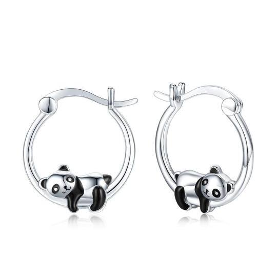 Orecchini a cerchio Panda in argento sterling