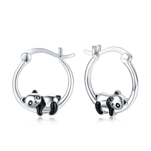 Sterling Silber Panda Ohrringe-1