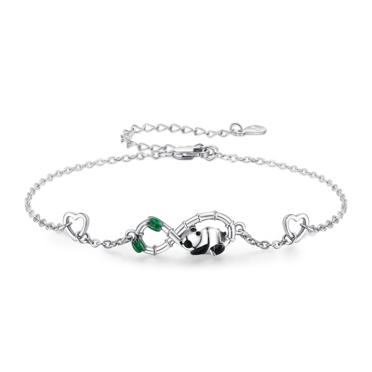 Armband mit Panda-Anhänger und Unendlichkeitssymbol aus Sterlingsilber-1