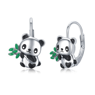 Sterling Silver Panda Lever-back Earrings-33