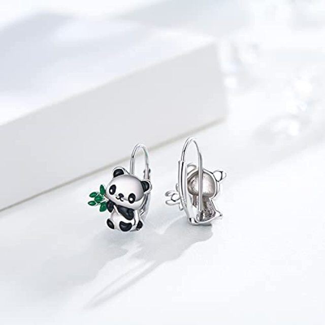 Boucles d'oreilles Panda en argent sterling à levier-5