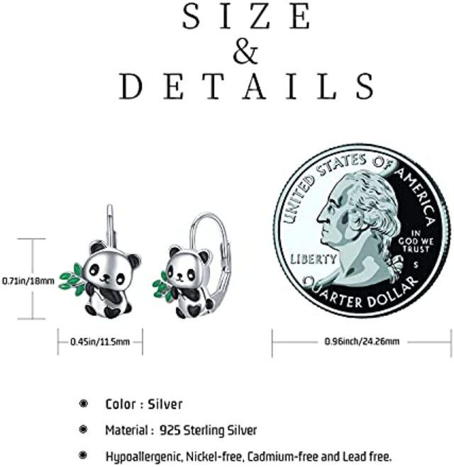 Boucles d'oreilles Panda en argent sterling à levier-7