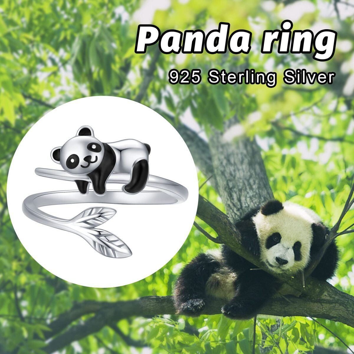 Sterling Silver Panda Open Ring-4