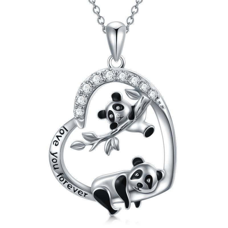 Collier pendentif panda en argent sterling-1