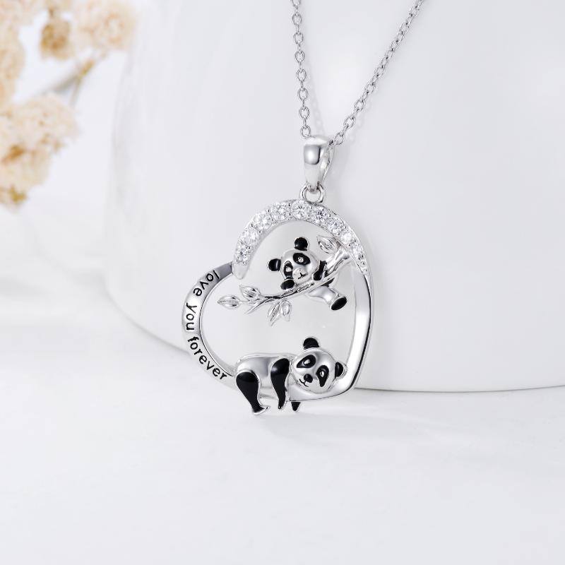 Collier pendentif panda en argent sterling-3