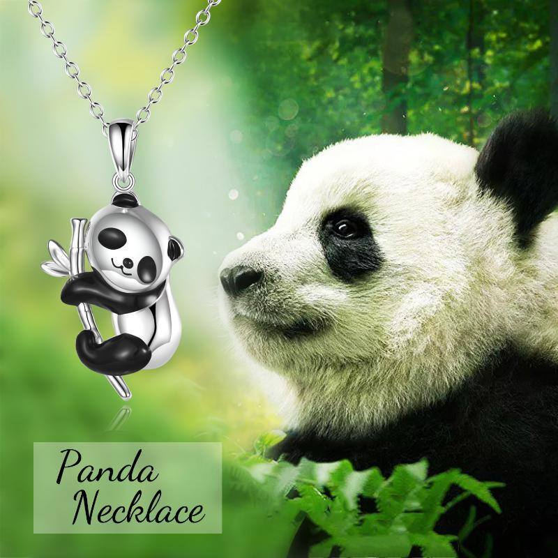 Sterling Silber Panda-Anhänger Halskette-3