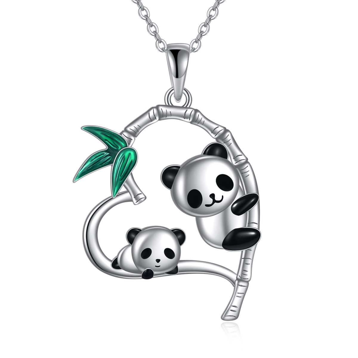 Sterling Silver Panda Pendant Necklace-1