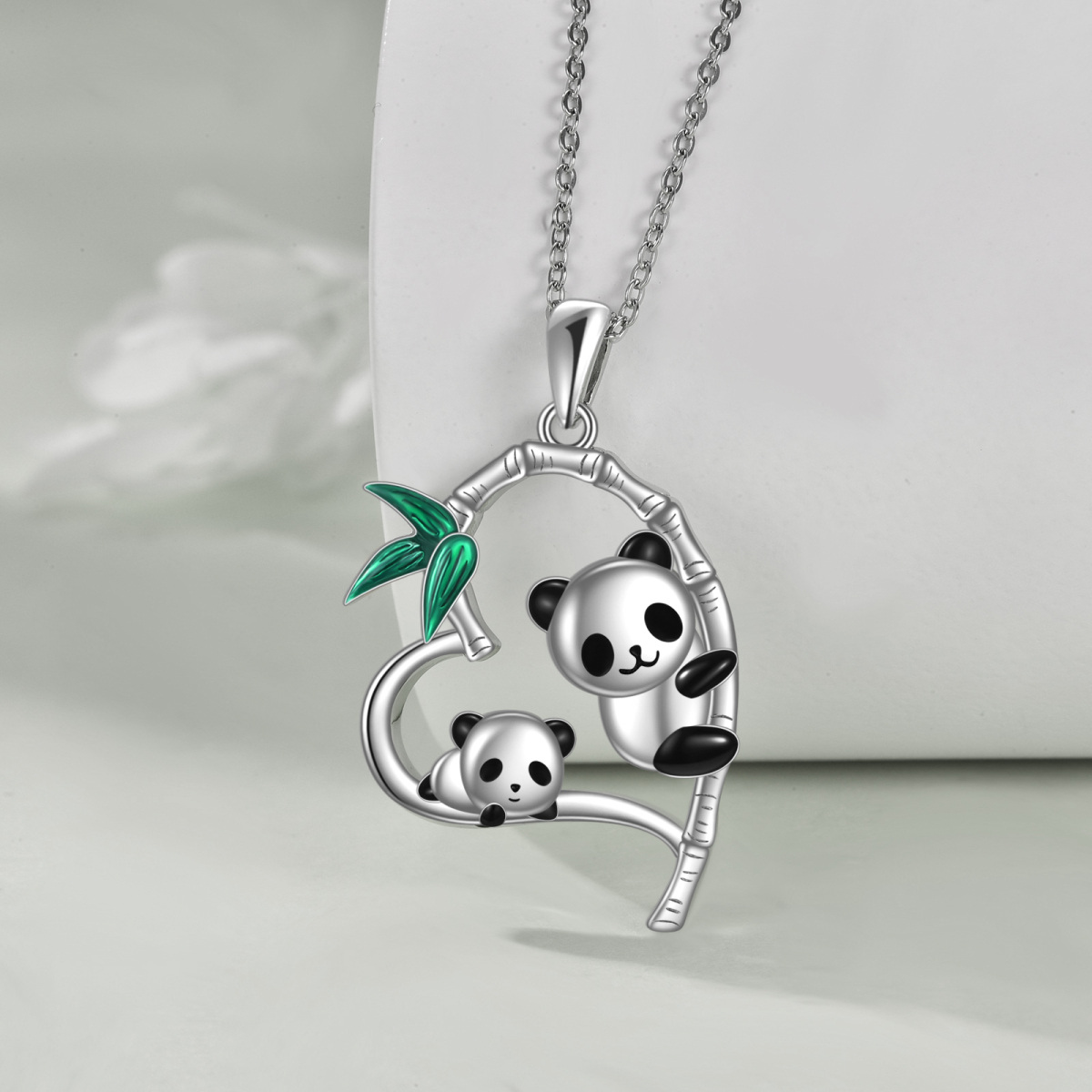 Sterling Silver Panda Pendant Necklace-4