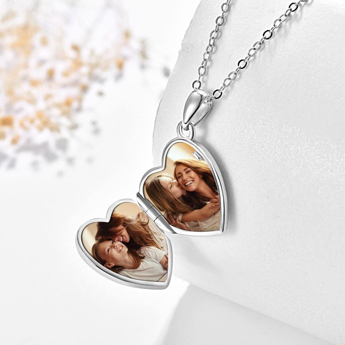 Sterling Silver Panda Personalized Photo Locket Necklace-3