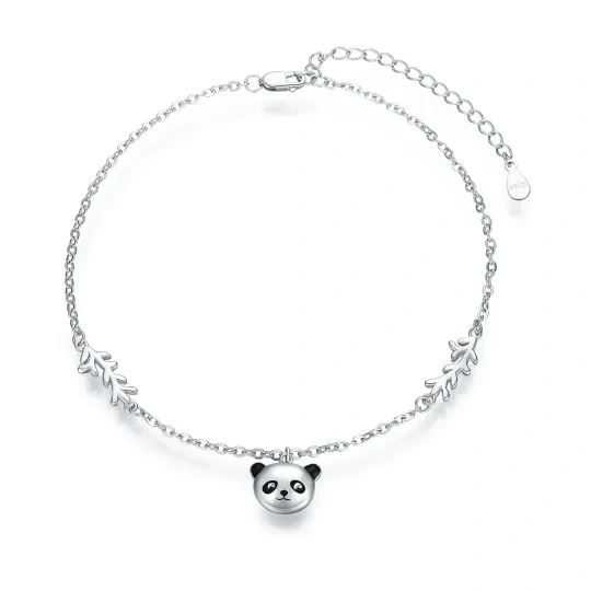 Cavigliera a singolo strato con panda in argento sterling