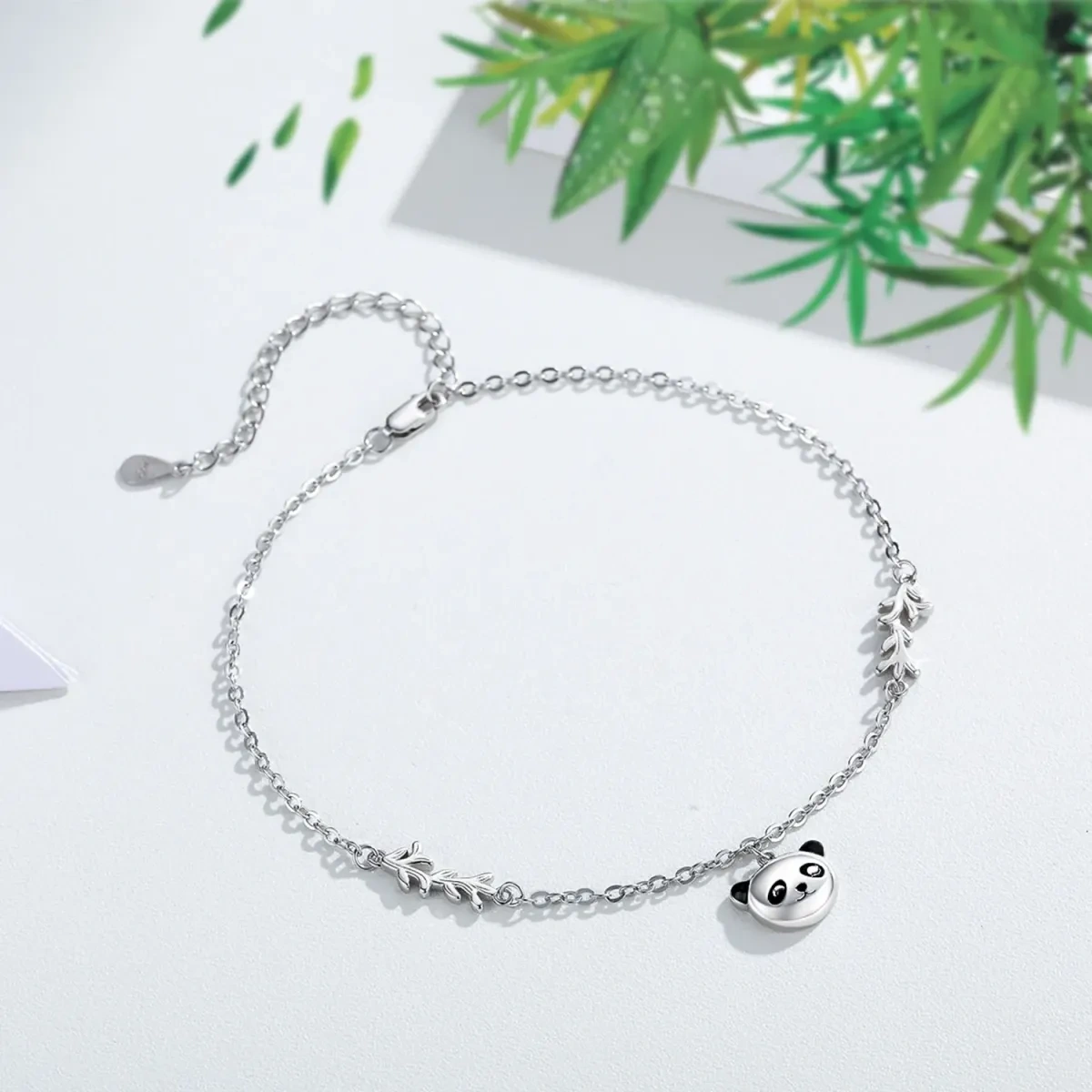 Sterling Silver Panda Single Layer Anklet-3