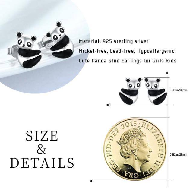 Sterling Silver Panda Stud Earrings-6