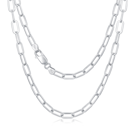 Collier en argent sterling avec chaîne en forme de trombone