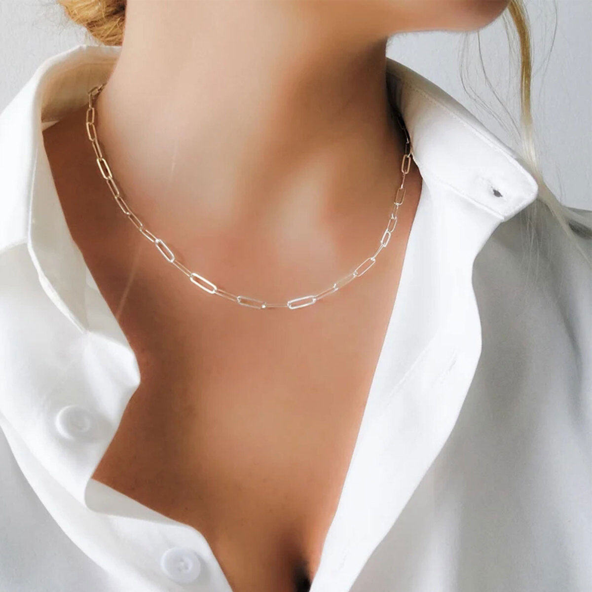 Sterling Silver Paperclip Chain Necklace-2